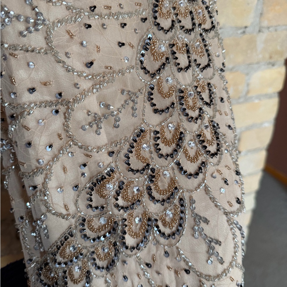 SCALA silk hand-beaded strapless champagne colour cocktail dress - Picture 3 of 10